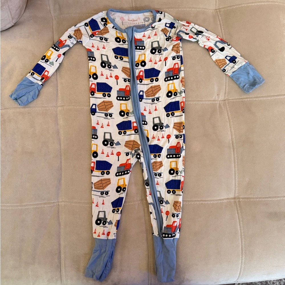 Little Sleepies Construction Vehicle Footie - Blue and Red
